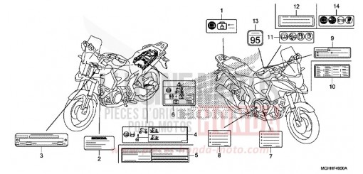 ETIQUETTE DE PRECAUTIONS VFR1200XDH de 2017